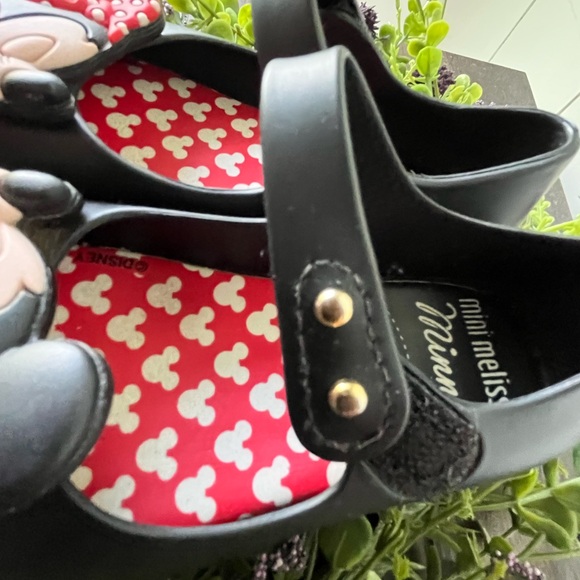 Mini Melissa Kissing Mickey Minnie Disney Mary Janes Shoes Sandals Black size 6 - Picture 5 of 9